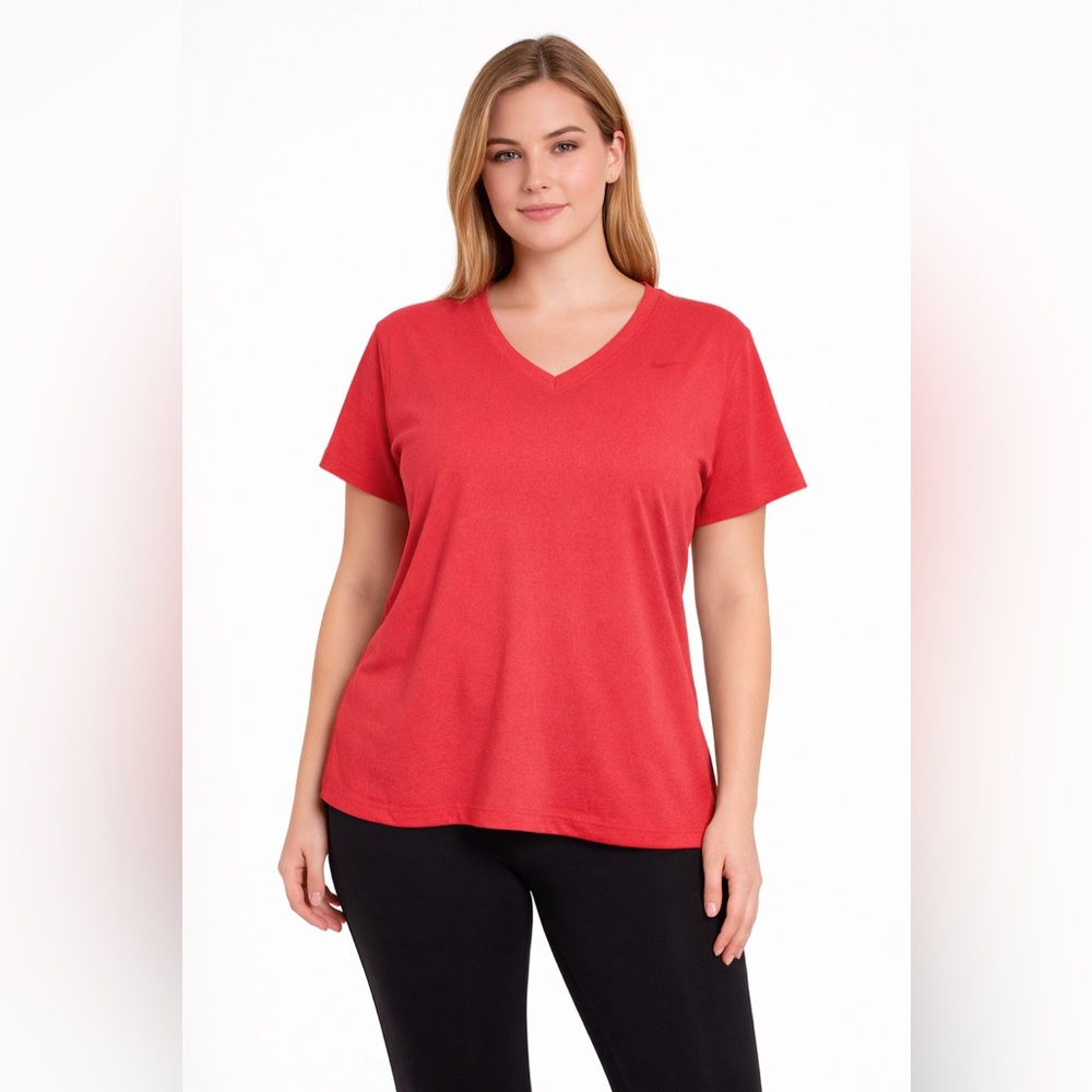 Nike Dri-FIT V-Neck Athletic Tee Red Women’s Size M
